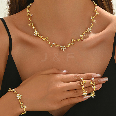 Alloy Rhinestone Bracelets & Earrings & Necklaces Sets WG44B2F-01-1