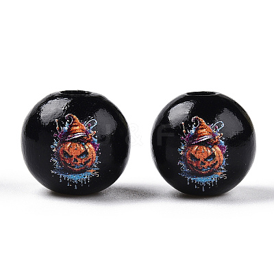 Halloween Theme Wood European Beads WOOD-N016-04F-1
