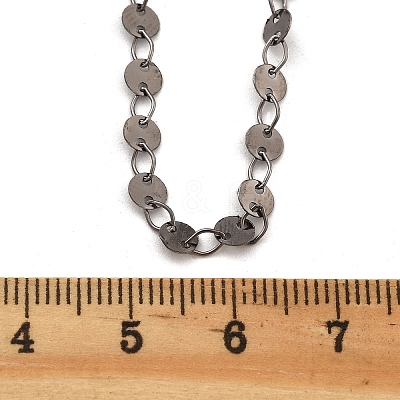 Brass Cable & Flat Sequin Chains Necklaces for Women NJEW-D302-44B-1