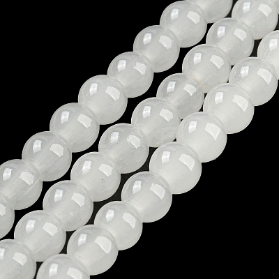 Baking Paint Imitation Jade Glass Round Bead Strands X-DGLA-Q021-6mm-01-1