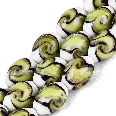 Handmade Gold Sand Lampwork Beads Strands LAMP-Q041-09D-1