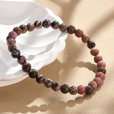 Natural Rhodonite Stretch Bracelets X-BJEW-JB04557-01-1