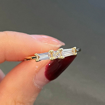 Brass Micro Pave Clear Cubic Zirconia Finger Rings FS-WGE2097-08-1
