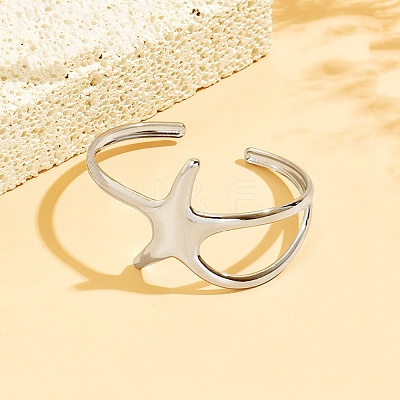 Ocean 304 Stainless Steel Starfish Open Cuff Bangles for Women SA-CBABC9E-04P-1