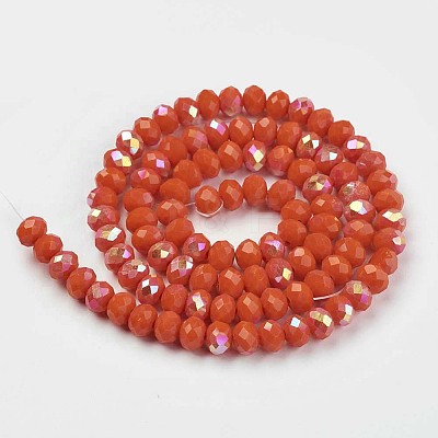 Electroplate Opaque Solid Color Glass Beads Strands EGLA-A034-P6mm-L03-1