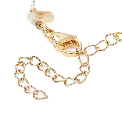 Acrylic Rhombus & Natural Citrine Chips Beaded Chain Bracelet BJEW-JB09386-1