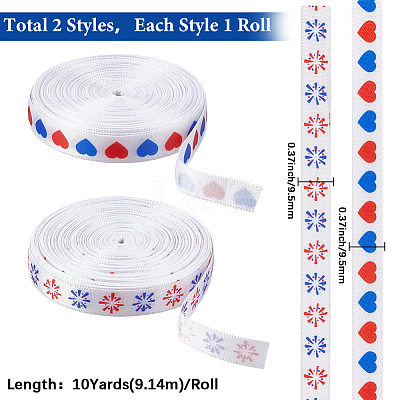2 Rolls 2 Styles Independence Day Themes Polyester Ribbon OCOR-GF0004-50C-1