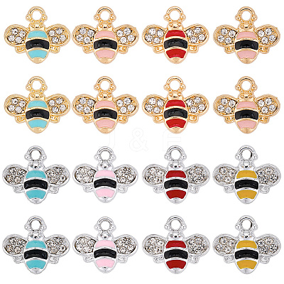 32Pcs 8 Colors Alloy Rhinestone Pendants FIND-SC0014-76-1