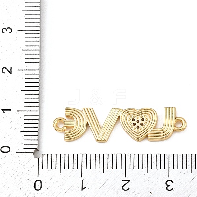Brass Micro Pave Clear Cubic Zirconia Word LOVE Connector Charms KK-G544-39G-1