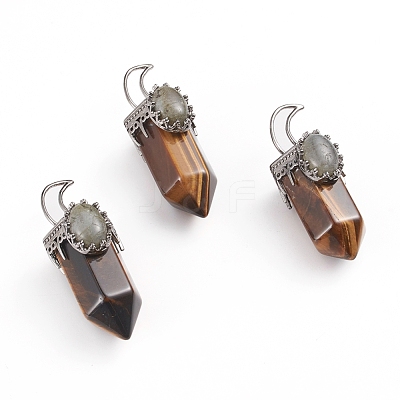 Natural Tiger Eye Pointed Big Pendants G-I275-01E-1