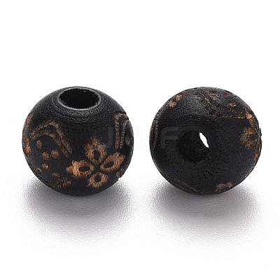 Painted Natural Wood Beads WOOD-N006-03A-10-1