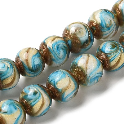 Gold Sand Lampwork Beads Strands LAMP-E036-06D-1