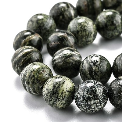 Natural Green Zebra Jasper Beads Strands G-O199-05C-1