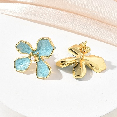 Brass Enamel Stud Earrings for Women KK-CBA760A-11G-04-1