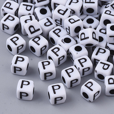 White Opaque Acrylic Beads MACR-R869-02P-1