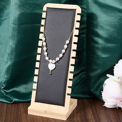 12-Slot Wood Necklaces Organizer Display Stands NDIS-WH20003-01A-1