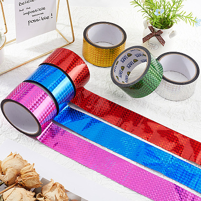 50M Laser Shining Bopp Plastic Scrapbook Decorative Adhesive Tapes AJEW-WH20002-57B-03-1
