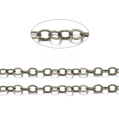 Brass Flat Oval Cable Chains CHC025Y-AB-1