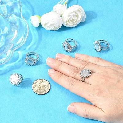 Tarnish Resistant Stainless Steel Cuff Ring Findings PW-WG67428-05-1