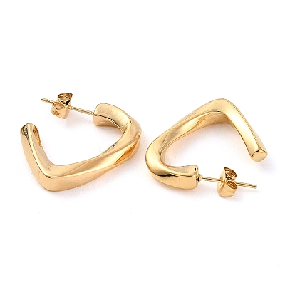 Ion Plating(IP) 304 Stainless Steel Twist Triangle Stud Earrings LS-EJEW-A104-03G-1
