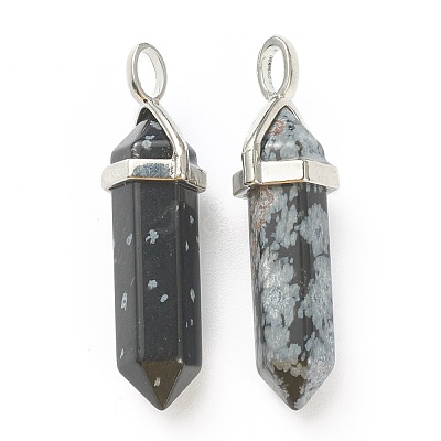 Natural Snowflake Obsidian Pointed Pendants G-M378-01P-A09-1
