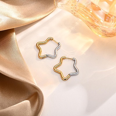 Two Tone 304 Stainless Steel Hoop Earrings EJEW-K257-02D-GP-1