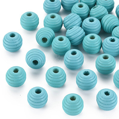 Painted Natural Wood Beehive Beads WOOD-Q040-019B-A01-1