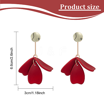 2 Pairs 2 Colors Acrylic Flower Petal Dangle Stud Earrings EJEW-AN0001-32-1