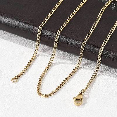 Unisex Casual Style 304 Stainless Steel Curb Chain Necklaces STAS-O037-54G-1