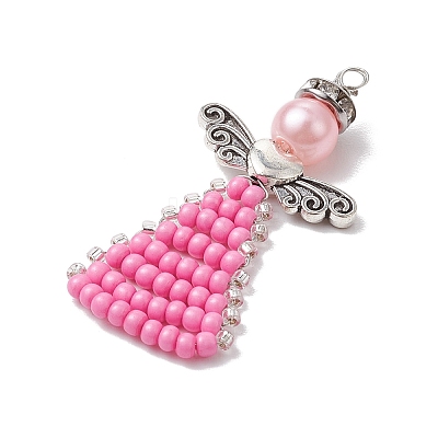 Glass Seed Beads Pendants PALLOY-MZ00381-01-1