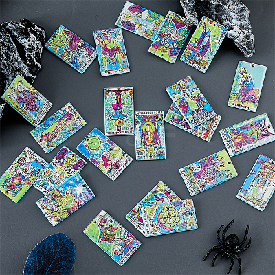 22Pcs 22 Style Printed Acrylic Pendants OACR-DC0001-22B-1