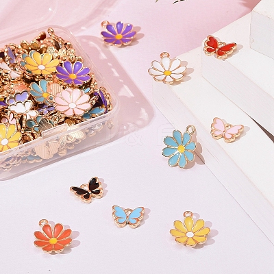 120Pcs 12 Styles Alloy Enamel Pendants ENAM-LS0001-23LG-1