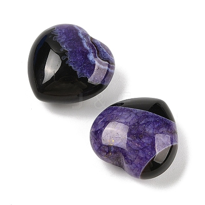 Natural Agate(Dyed & Heated) Heart Palm Stone G-Q021-04H-1