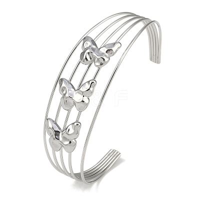 Non-Tarnish 304 Stainless Steel Hollow Open Cuff Bangles BJEW-Q348-03P-10-1