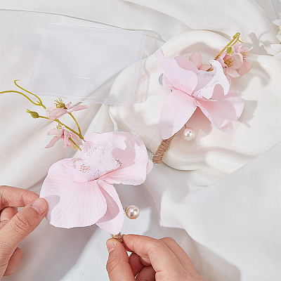 Silk Cloth Artificial Flower Boutonniere AJEW-DR0001-55B-1
