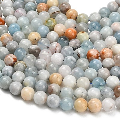 Natural Aquamarine Beads Strands G-F591-29A-10mm-04-1