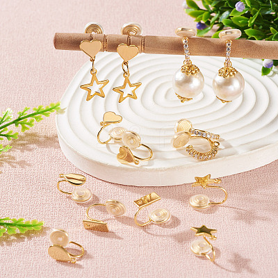 10Pcs 5 Styles Brass Micro Pave Cubic Zirconia Clip-on Findings EJEW-TA0001-66B-1