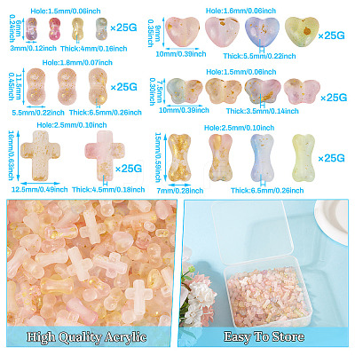 150G 6 Styles Gradient Color Transparent Acrylic Beads OACR-TA0003-58-1
