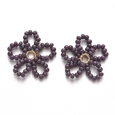 Glass Seed Beads Pendants FIND-R086-06F-1