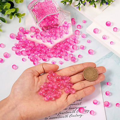 300Pcs Frosted Transparent Glass Beads GLAA-TA0002-78B-1