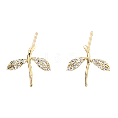 Brass Micro Pave Cubic Zirconia Stud Earrings EJEW-Q800-20KCG-1