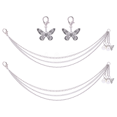 2Pcs Butterfly Alloy Shoe Charms AJEW-ME0003-05-1