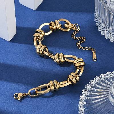 304 Stainless Steel Chain Bracelets BJEW-L610-22G-1