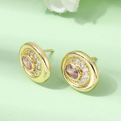 Brass Micro Pave Cubic Zirconia Stud Earrings EJEW-G471-13G-1
