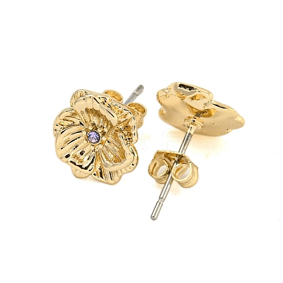 Brass Micro Pave Cubic Zirconia Ear Studs EJEW-P283-01G-06-1