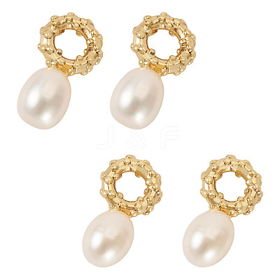 4Pcs Natural Cultured Freshwater Pearl Pendant PALLOY-TAC0179-1