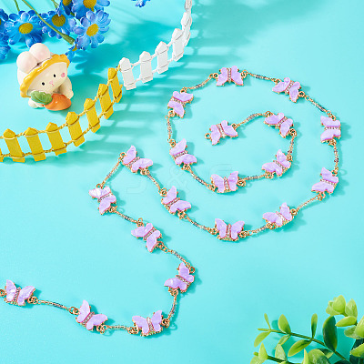 1M Handmade Acrylic Butterfly Link Chains CHC-TA0001-24A-1