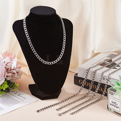 Stainless Steel Curb Chain Necklaces for Men Women NJEW-TAC0001-018-1