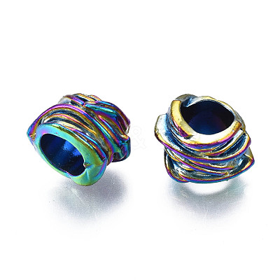 Rack Plating Rainbow Color Alloy European Beads PALLOY-S180-328-1