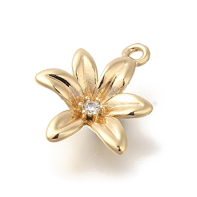 Flower Rack Plating Brass Micro Pave Cubic Zirconia Pendants KK-S399-05B-1